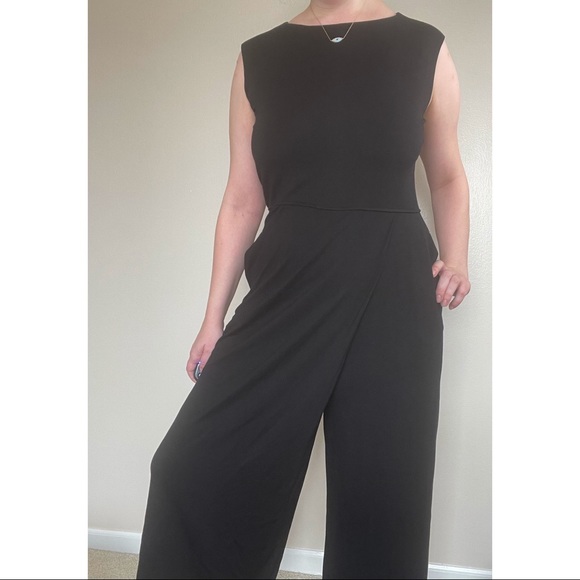 Eileen Fisher Black Crop Cap Sleeve Jumpsuit - Picture 2 of 7